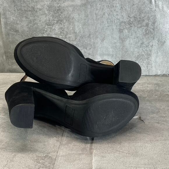 SUN+STONE Women's Black Micro Reeta Block-Heel Platform Heels SZ 7 - Picture 6 of 9